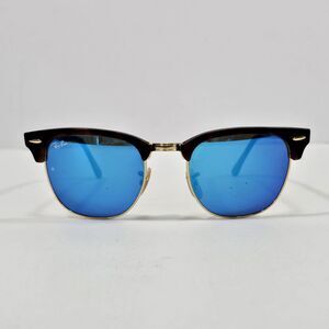 Ray-Ban RB3016 1145/17 CLUBMASTER Matte Havana Blue Flash Mirror Sunglasses
